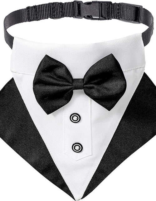 Load image into Gallery viewer, Formal Dog Tuxedo Wedding Pet Bandana Collar with Bow Tie, Adjustable Pet Bowtie Collar Bandana for Large Dog (Large)
