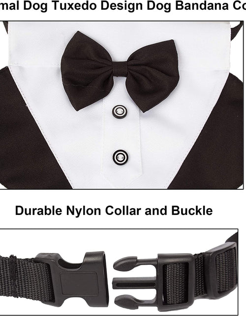 Load image into Gallery viewer, Formal Dog Tuxedo Wedding Pet Bandana Collar with Bow Tie, Adjustable Pet Bowtie Collar Bandana for Large Dog (Large)
