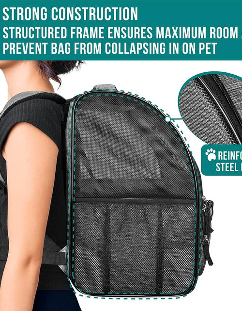 Load image into Gallery viewer, Dog Backpack Carrier for Small Large Cat, Pet, Puppy, Ventilated Pet Hiking Backpack Travel Bag, Airline Approved Cat Backpack Carrier, Camping Biking Dog Bag up to 18Lbs Pet, Grey
