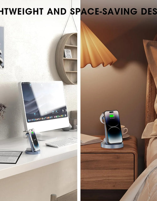 Load image into Gallery viewer, Wireless Charger - 3 in 1 Charging Station Compatible for Iphone &amp; Iwatch - Charging Stand Dock for Airpods (Blue)
