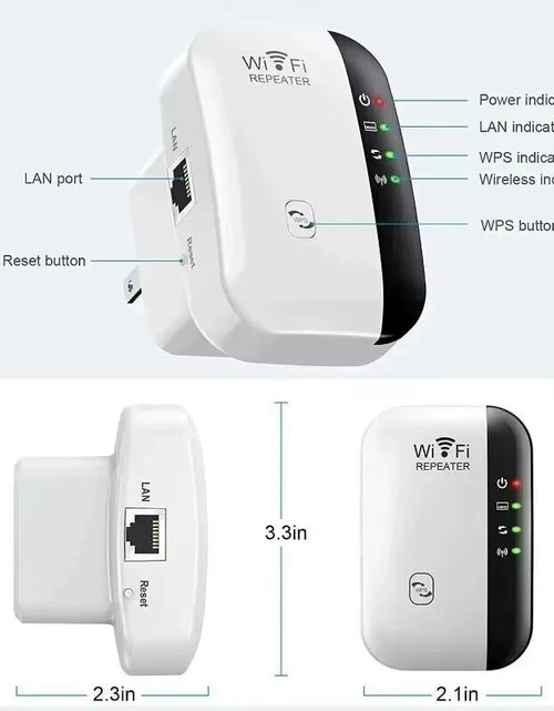 Load image into Gallery viewer, Wifi Repeater Wireless Signal Amplifier Extended Network Enhancer EU US Home Router 300M Thro
