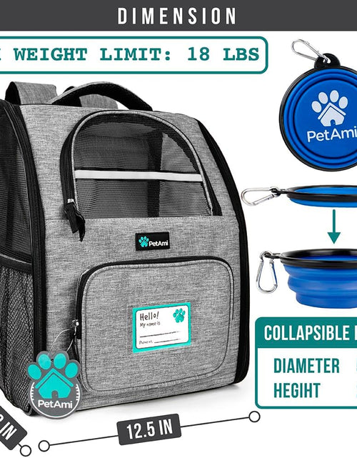 Load image into Gallery viewer, Dog Backpack Carrier for Small Large Cat, Pet, Puppy, Ventilated Pet Hiking Backpack Travel Bag, Airline Approved Cat Backpack Carrier, Camping Biking Dog Bag up to 18Lbs Pet, Grey

