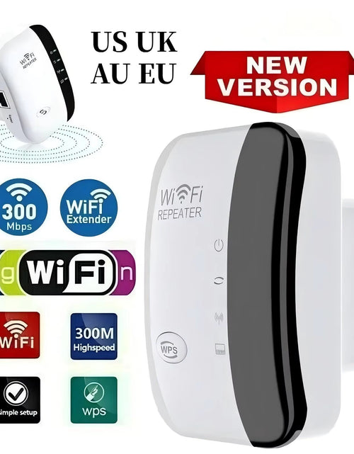 Load image into Gallery viewer, Wifi Repeater Wireless Signal Amplifier Extended Network Enhancer EU US Home Router 300M Thro
