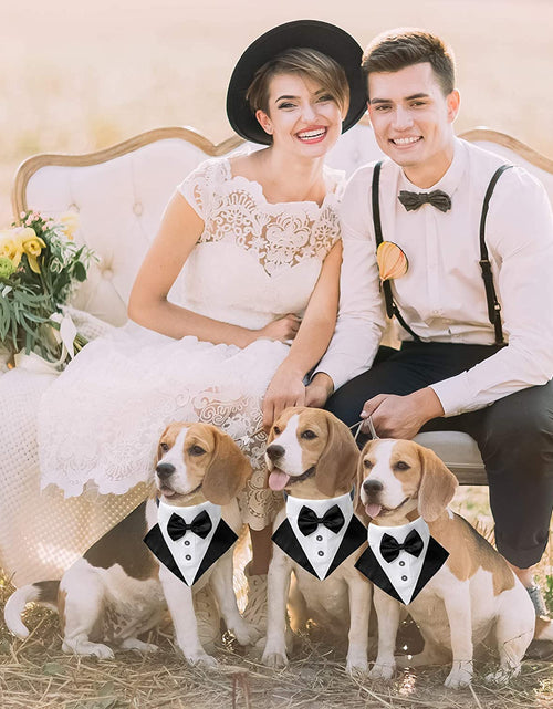 Load image into Gallery viewer, Formal Dog Tuxedo Wedding Pet Bandana Collar with Bow Tie, Adjustable Pet Bowtie Collar Bandana for Large Dog (Large)
