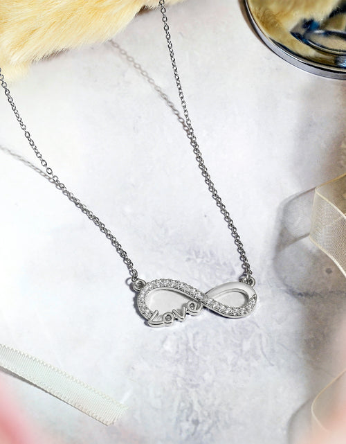 Load image into Gallery viewer, Infinity Love Pendant Necklace - Meaningful Jewelry for Her - Anniversary Gift in 18K White Gold Plated

